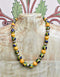 Full Blue Pottery Bead Long Necklace (Yellow)